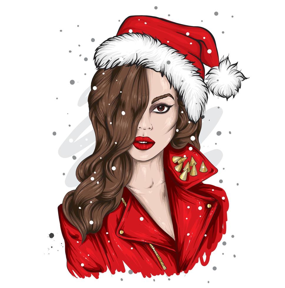 chica guapa en ropa de navidad. moda y estilo, indumentaria y complementos. vector