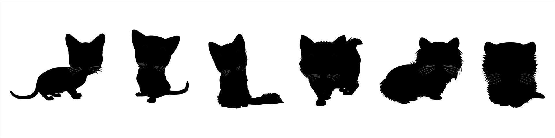 gatos, siluetas, conjunto, vector