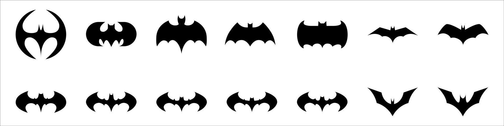 Black silhouettes of different bats vector