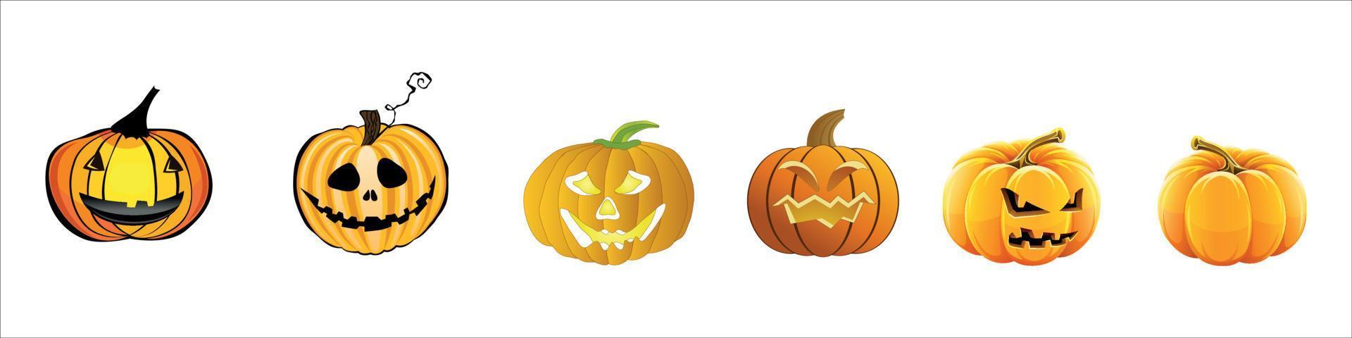 Set pumpkin on white background vector