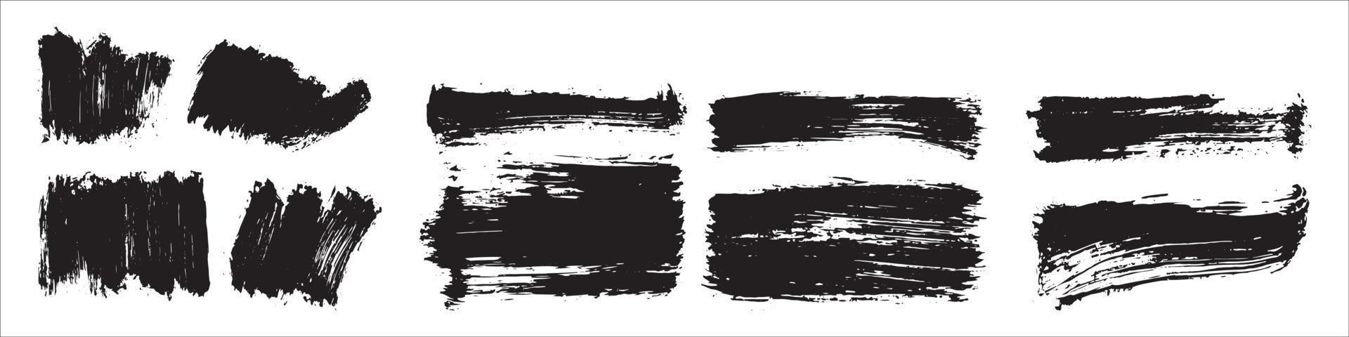 Set of different grunge brush strokes vector