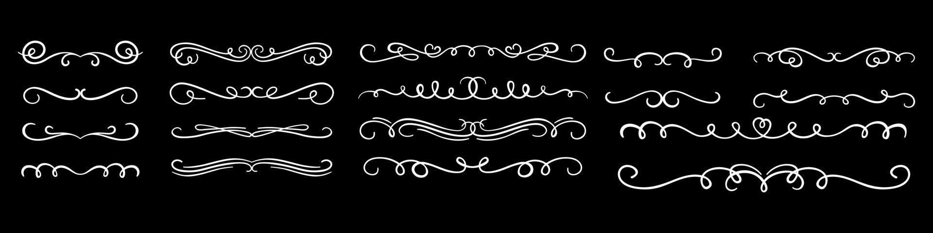 Curled calligraphic design elements for logo vector
