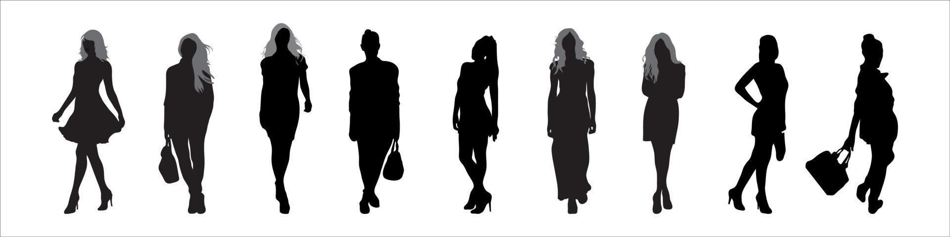 Silhouettes of beautiful girls vector