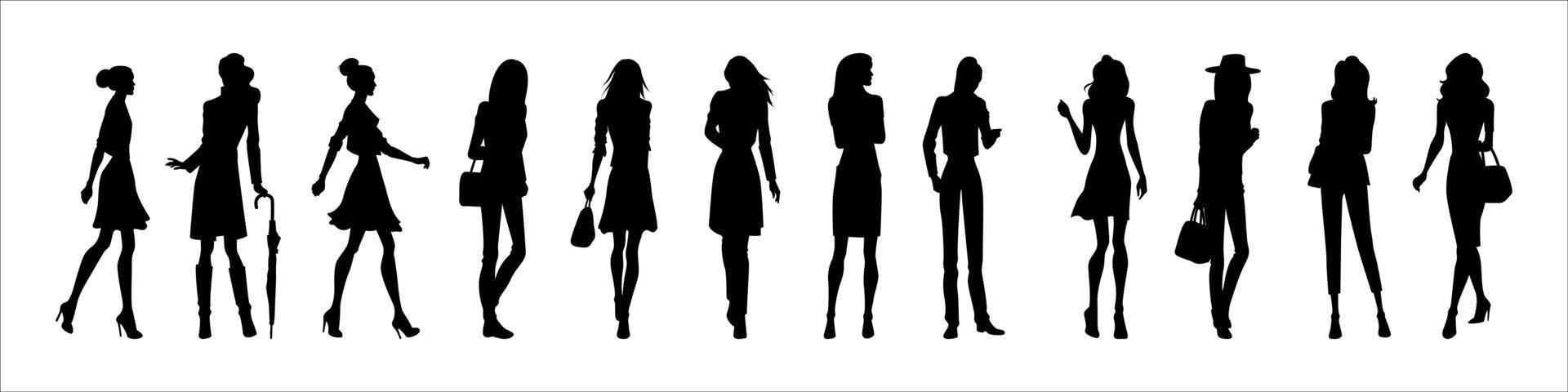 Silhouettes of beautiful girls vector eps 10