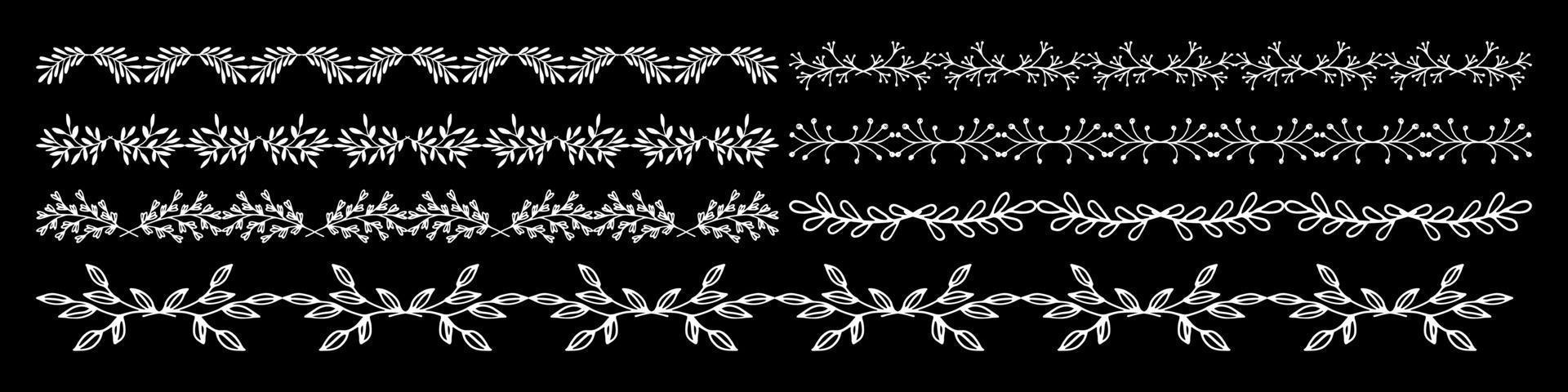 bordes florales dibujados a mano vector
