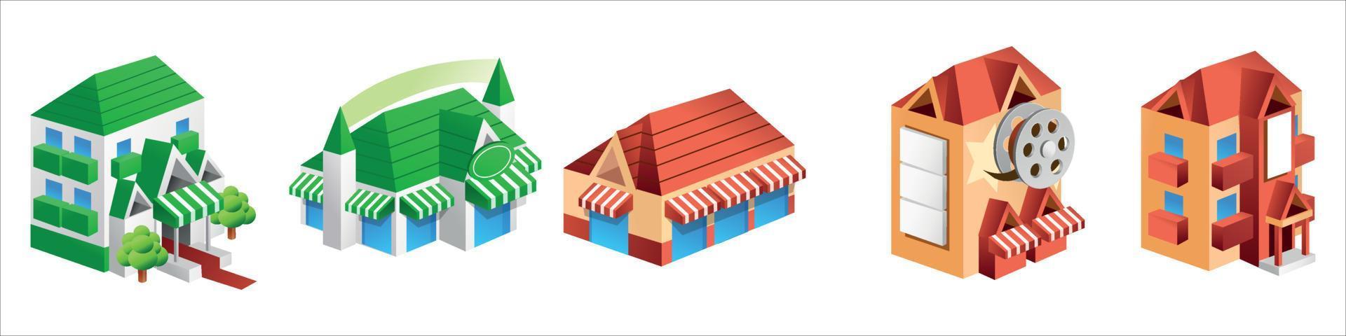 Buildings city set vector