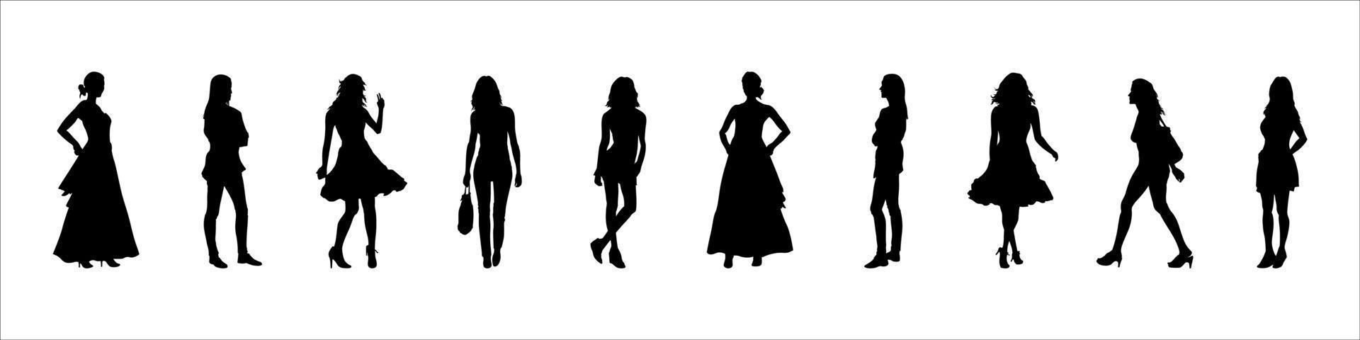 Silhouettes of beautiful girls vector