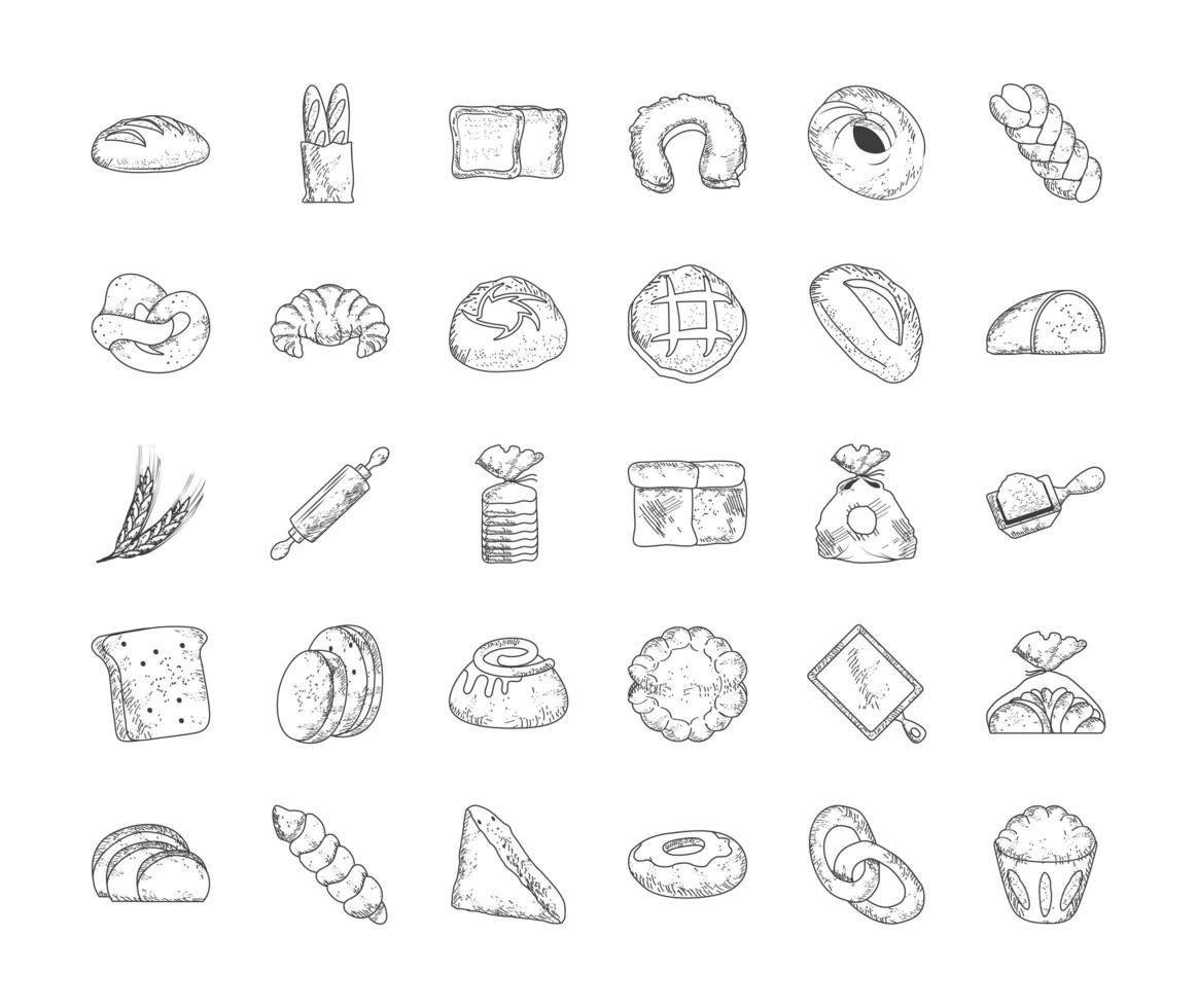 food bakery set vector