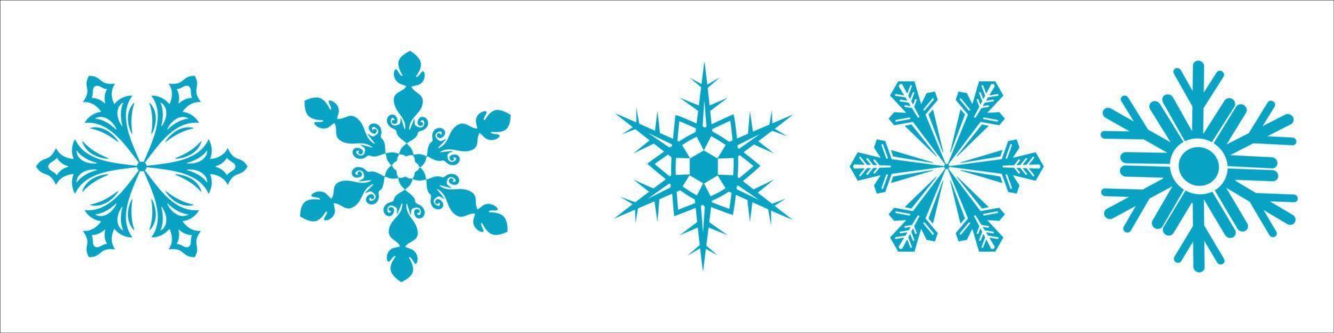 Set of snowflakes in thin line style vector