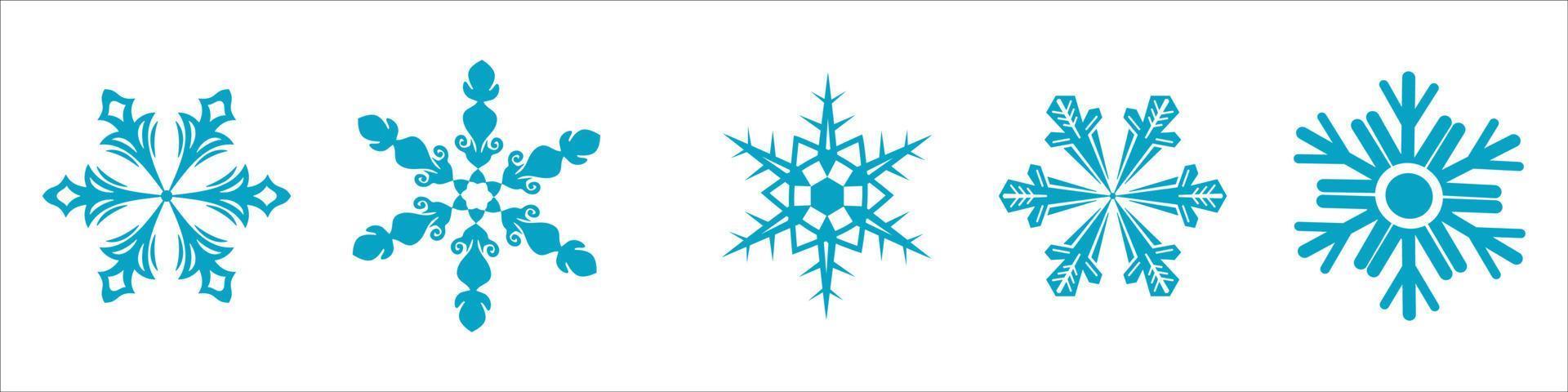 Set of snowflakes in thin line style vector