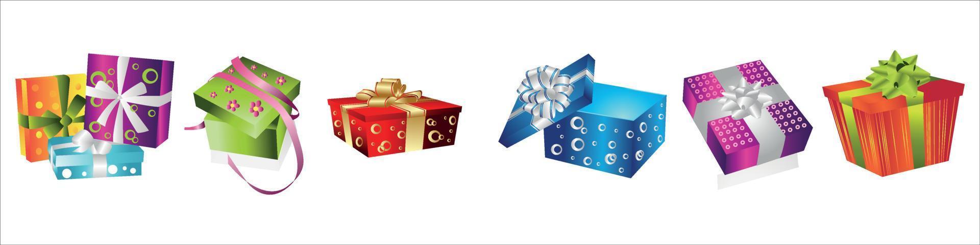 cajas de regalo de colores con cinta vector