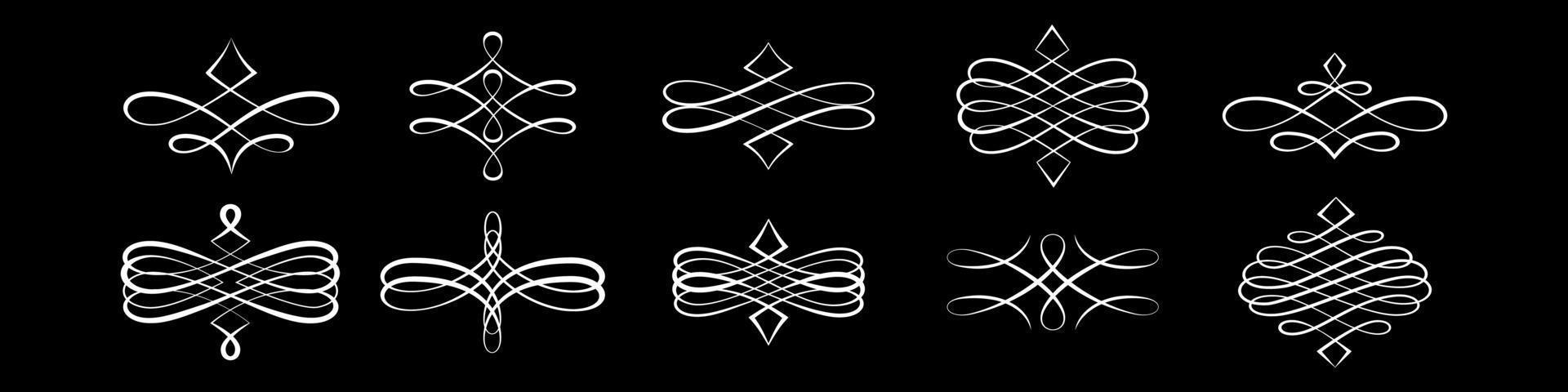 Curled calligraphic design elements for logo vector