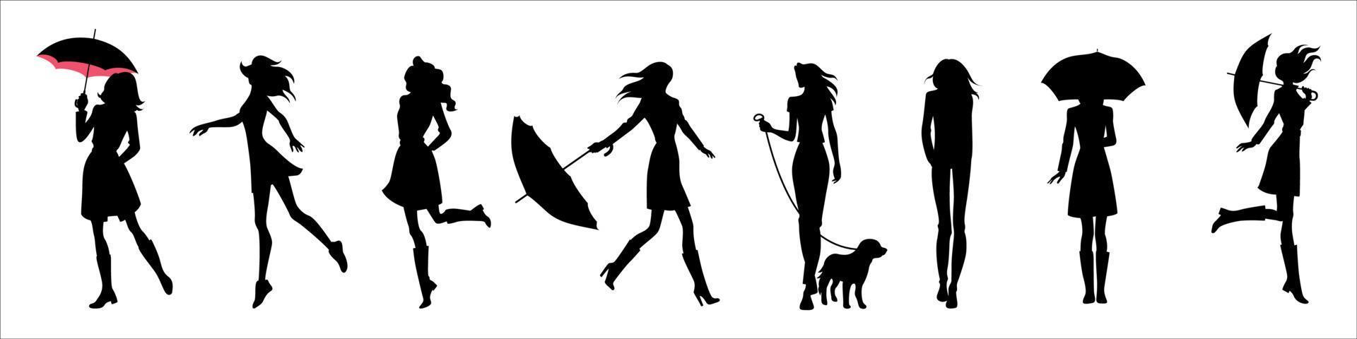 beautiful woman silhouettes vector