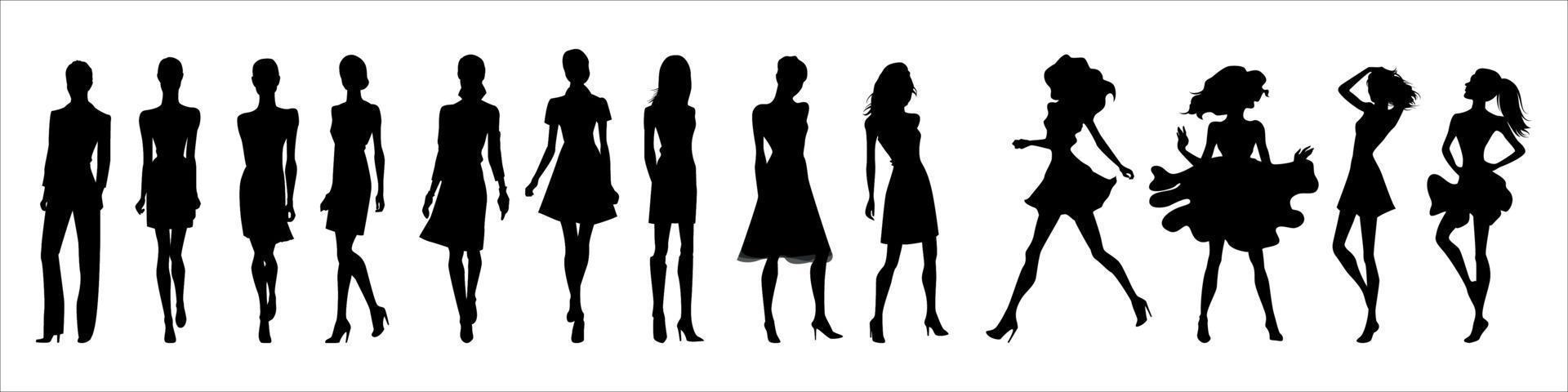 group of businesswomen silhouettes vector