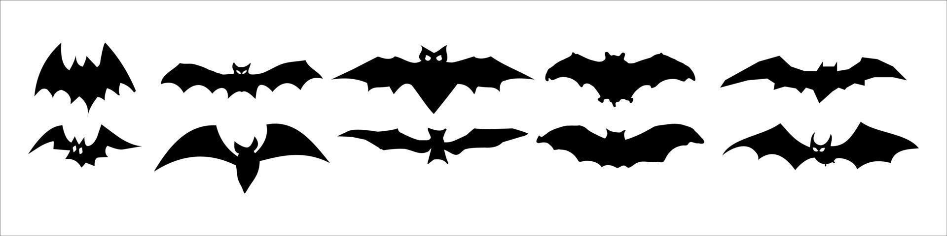 siluetas negras de murciélagos vector