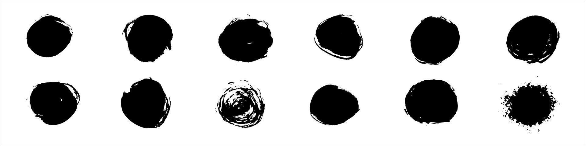 Vector set of grunge circle brush strokes