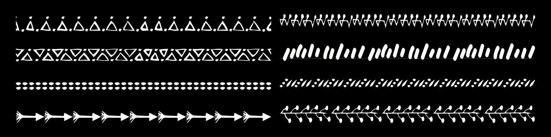 Set of hand drawn line borders vector