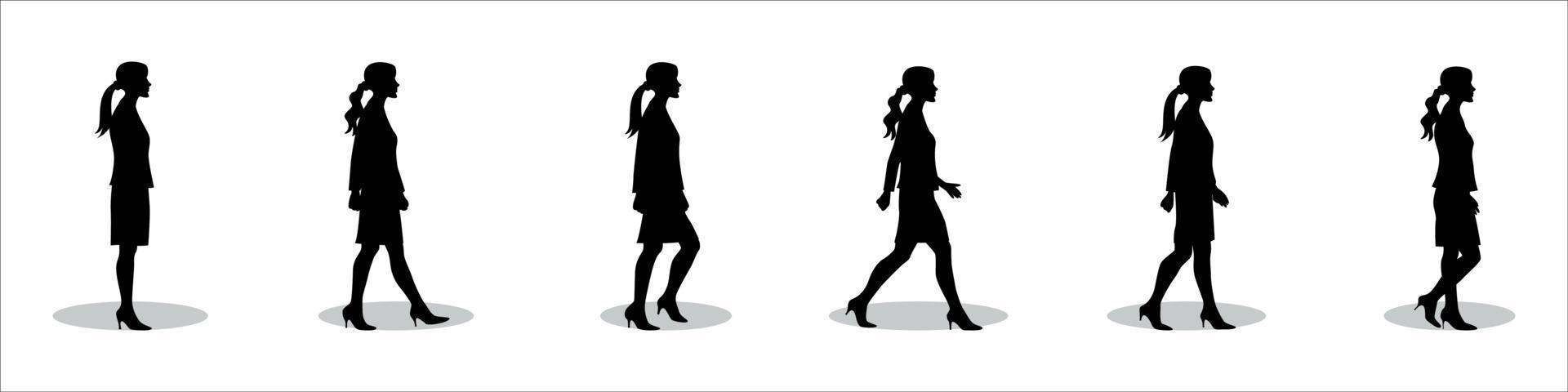 walking woman silhouettes vector