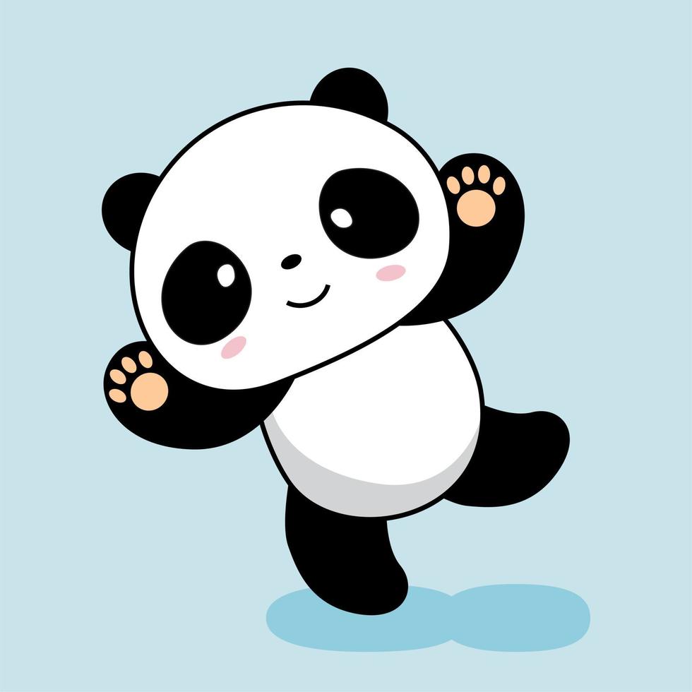 Panda Cartoon Cute Say Hello Panda Animals Illustration vector