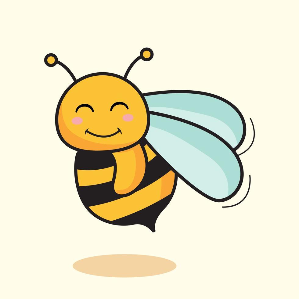 lindo, abeja, caricatura, aislado, ilustraciones vector