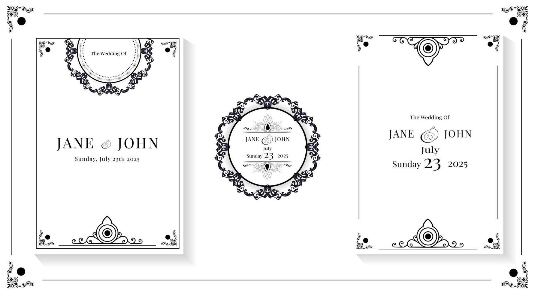 elegant floral wedding invitation in black and white vector