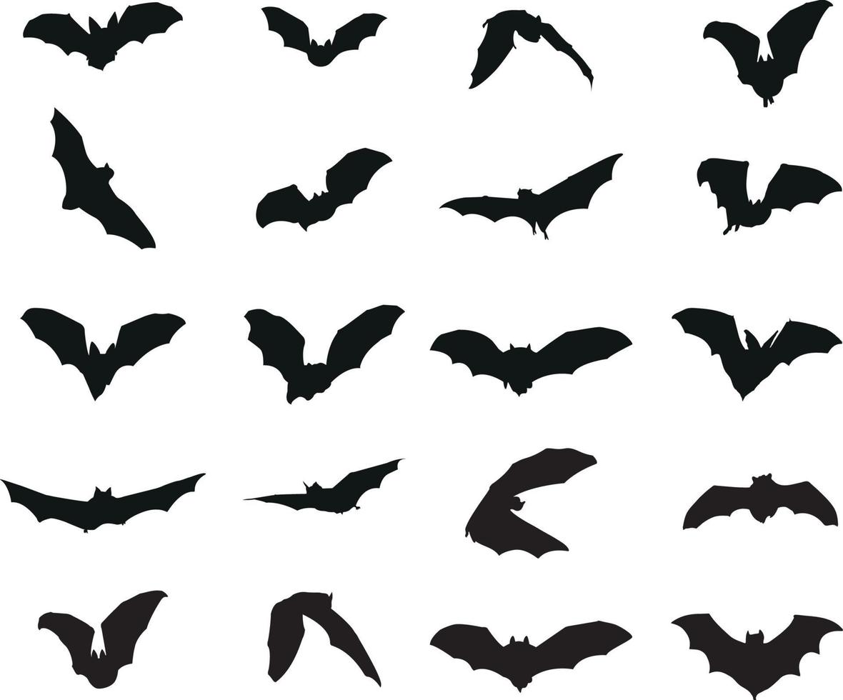 A vector collection of bat silhouettes