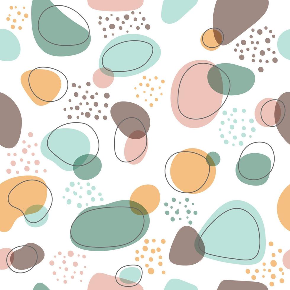 Abstract trendy hand drawn organic shapes seamless pattern isolared on white background. vector