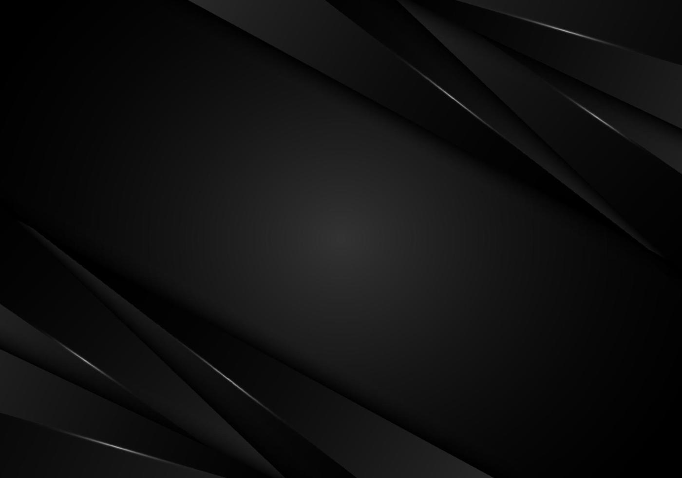 Abstract 3D modern black stripes layer with light on dark background vector