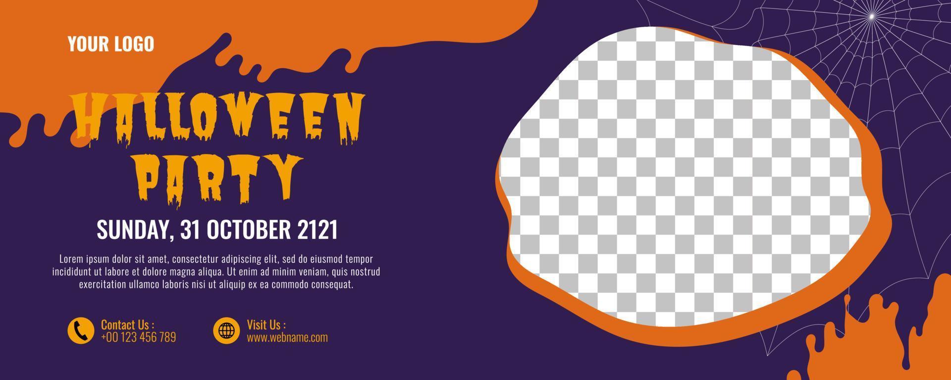 Halloween banner or party invitation background design template vector