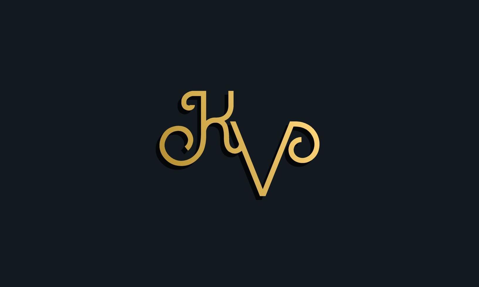 Logotipo de kv de letra inicial de moda de lujo. vector