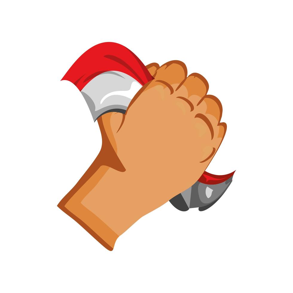 hand with indonesia flag vector