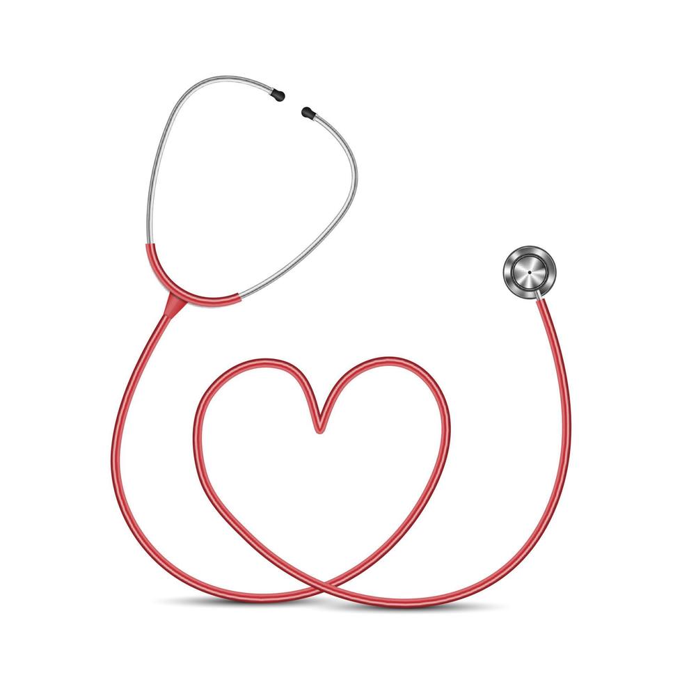 Stethoscope Heart Shape isolated on white background, medical concept, vector illustration