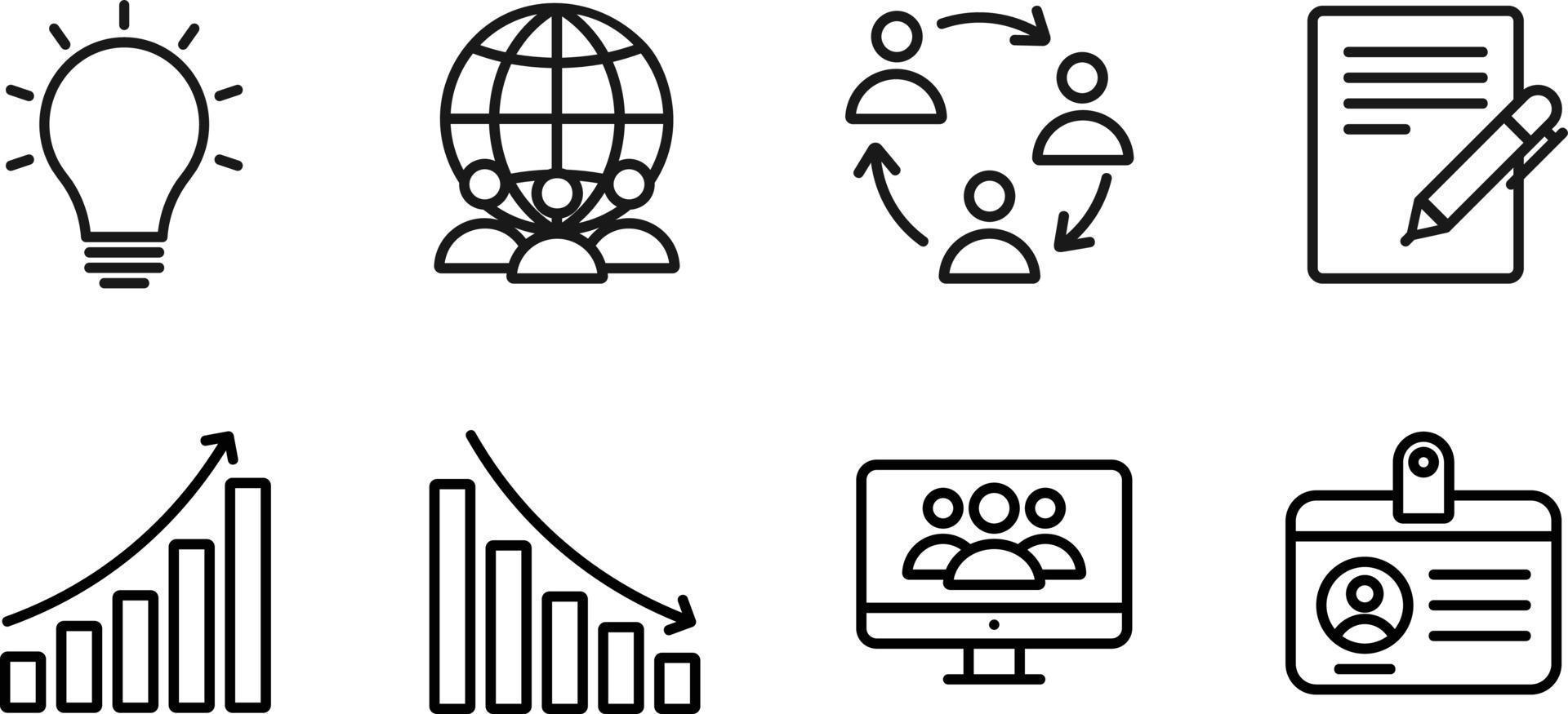 Business Performance Graph Chart Icon Set vector