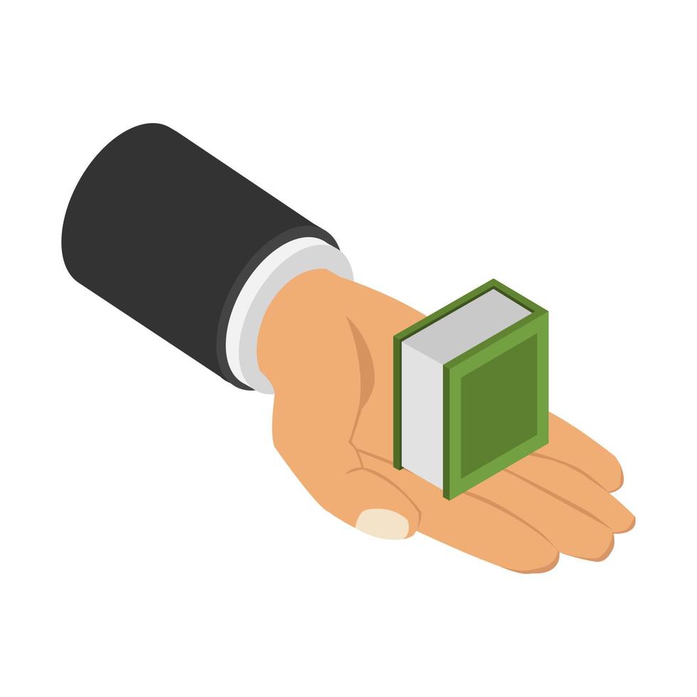 Book in hand isometric vector