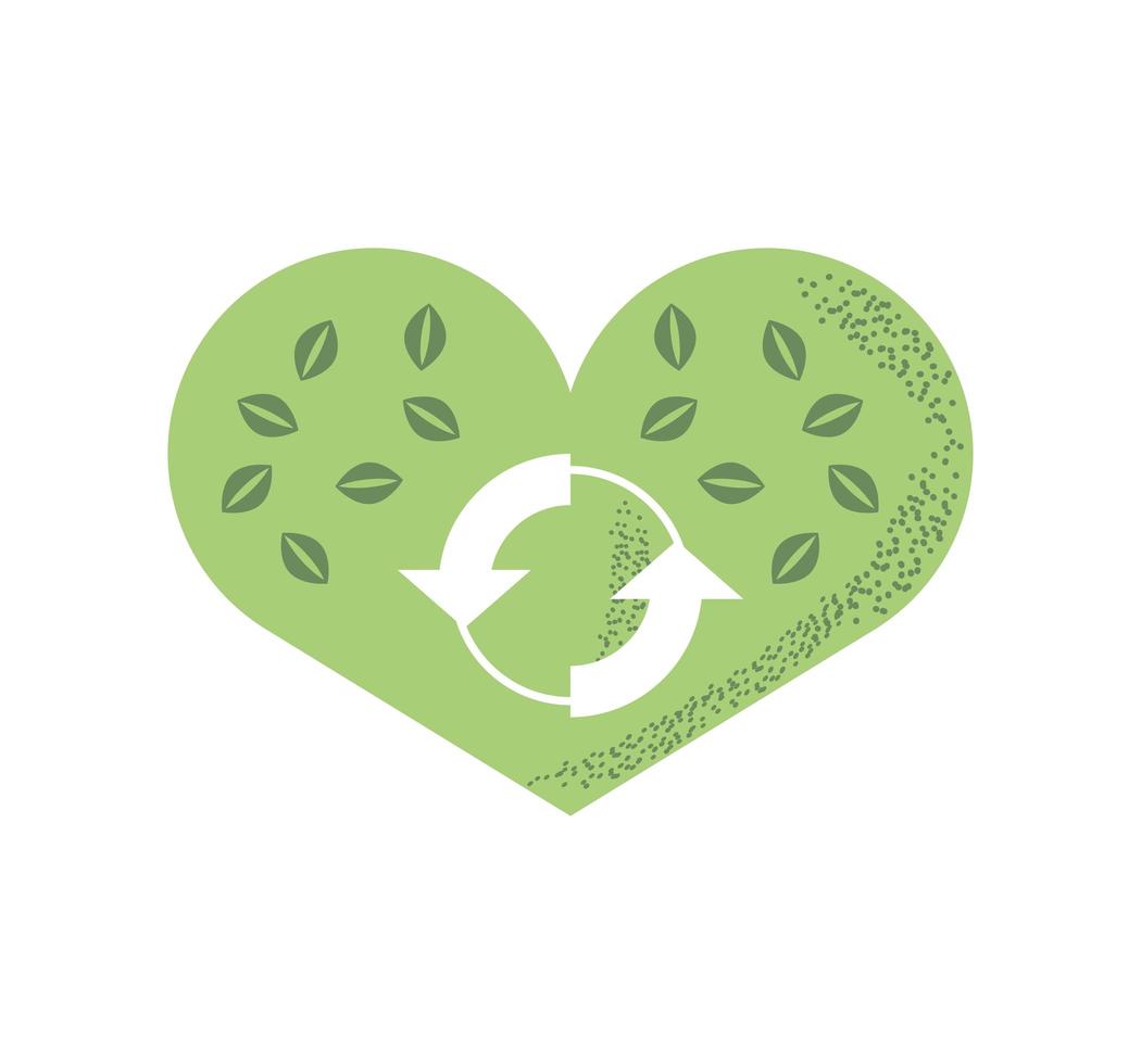 recycle sign in ecology heart vector