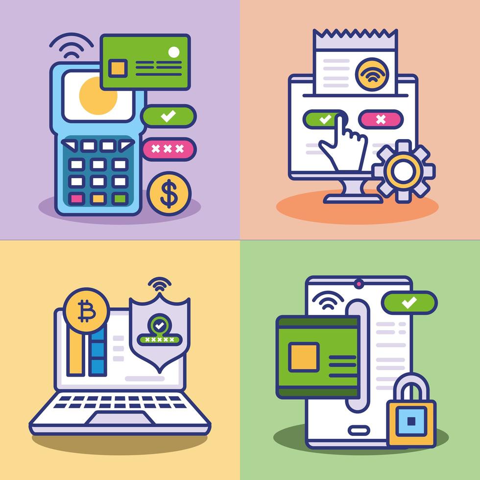 online payment set vector