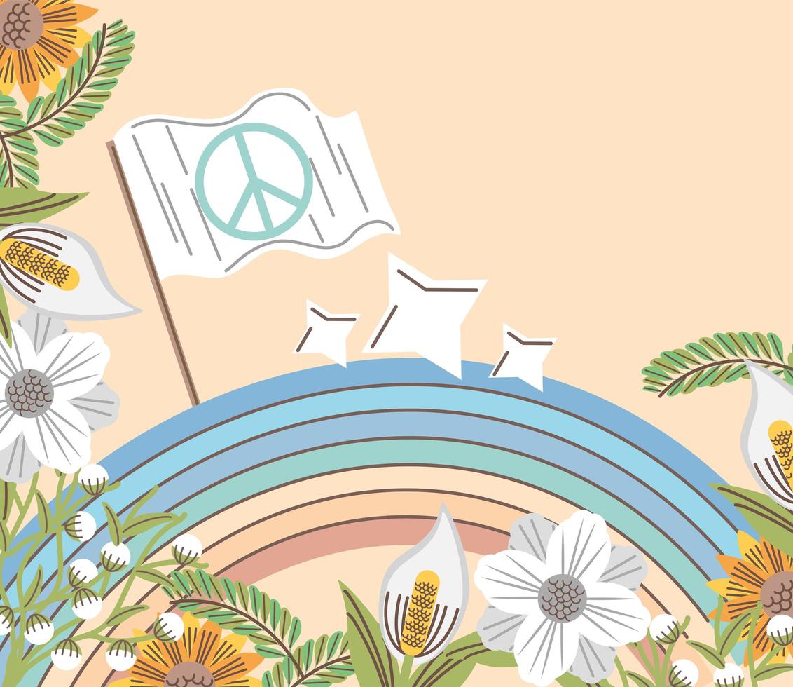 peace flag and rainbow vector
