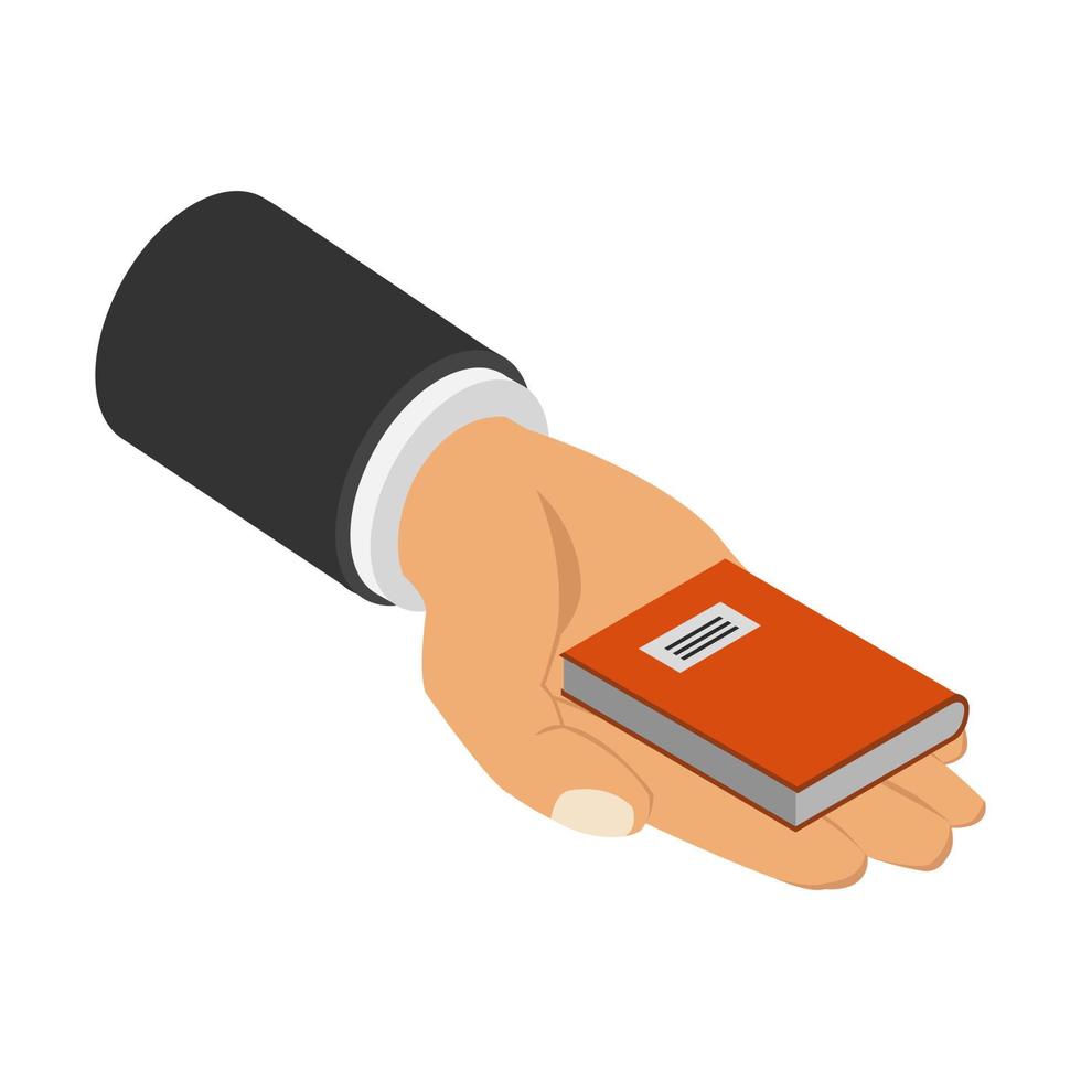 Book in hand isometric vector