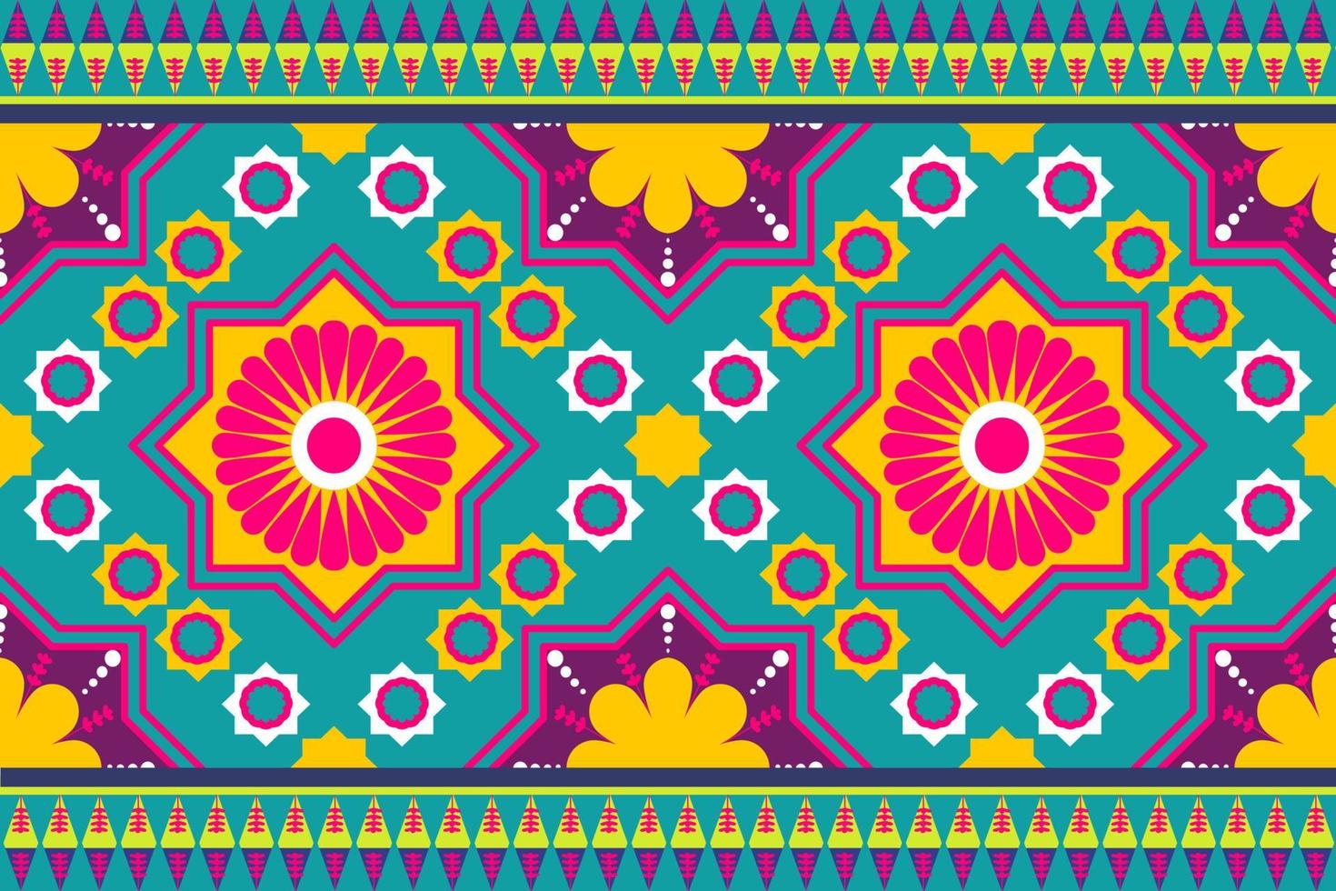 colourful Morocco and Indian ethnic motif seamless pattern with nature traditional background Design for carpet, wallpaper, clothing, wrapping, batik, fabric,Vector illustration embroidery style. vector