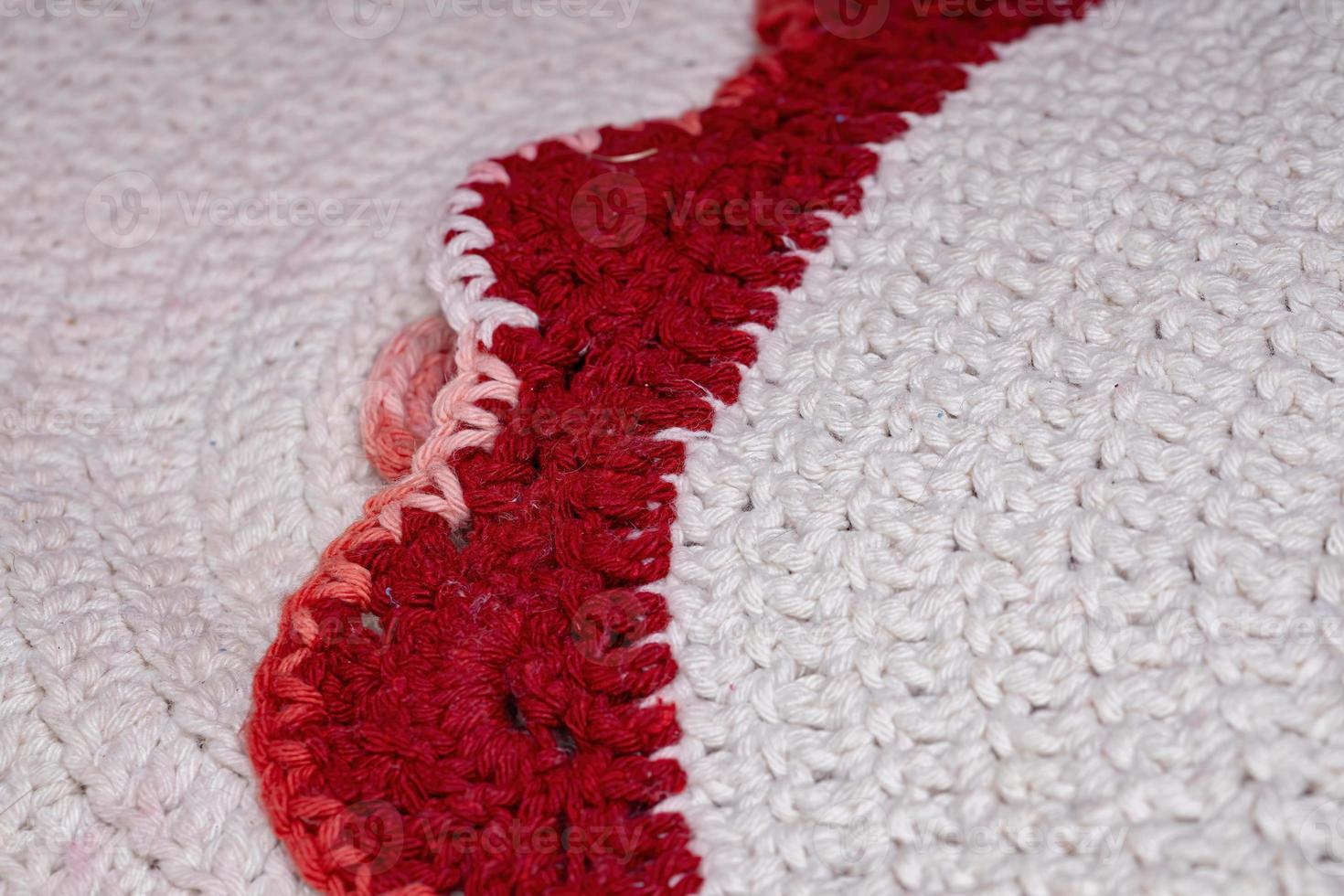 Red crochet rug photo