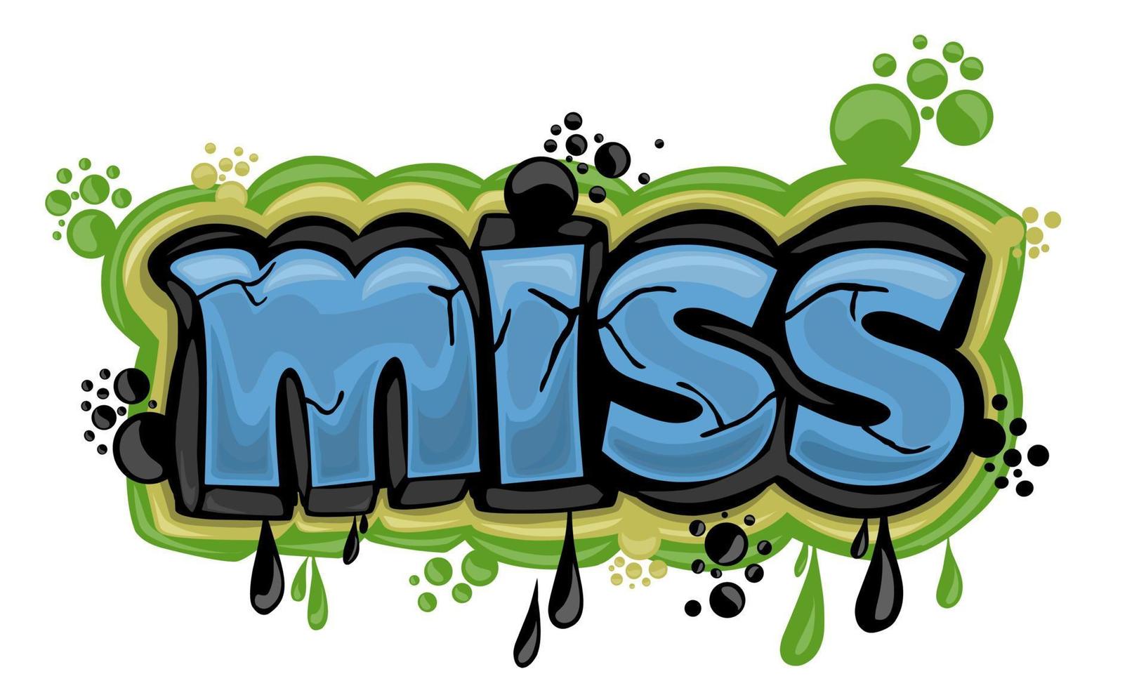 MISS writing graffiti design on white background vector