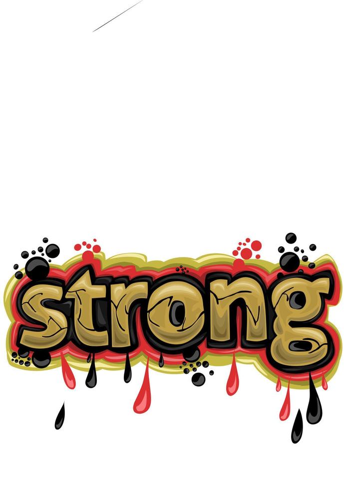 STRONG writing graffiti design on white background vector
