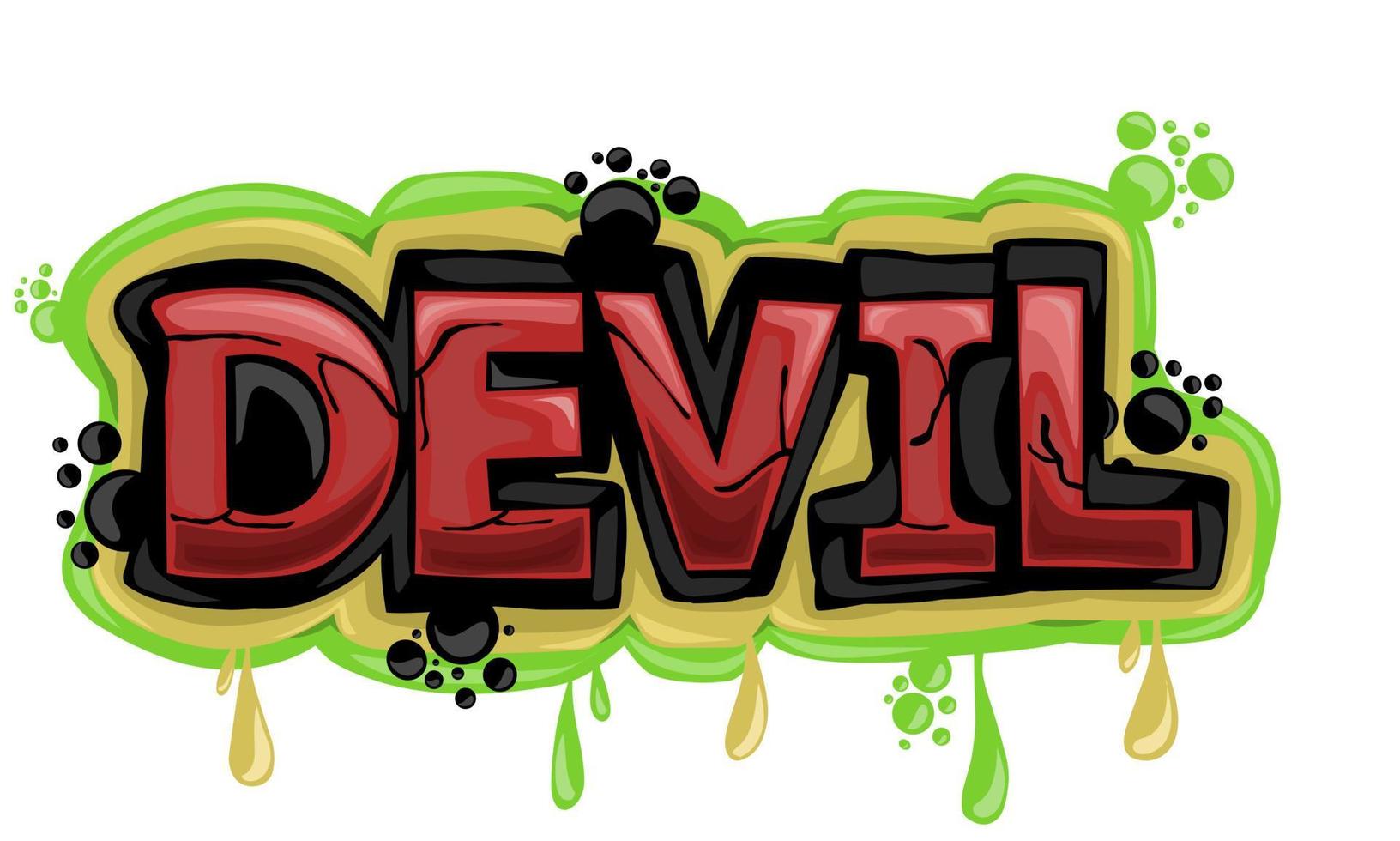 DEVIL writing graffiti design on a white background vector