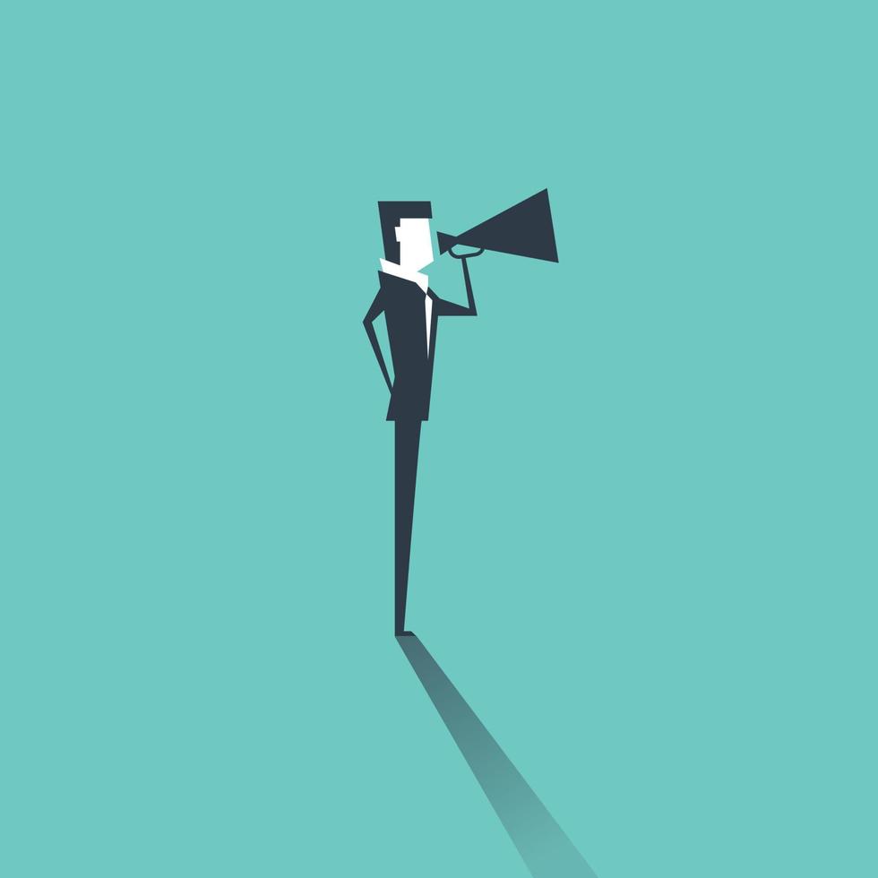 Businessman with Megaphone. vector