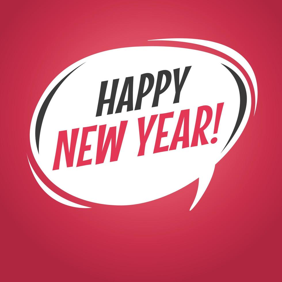 Happy new year retro speech bubble. vector