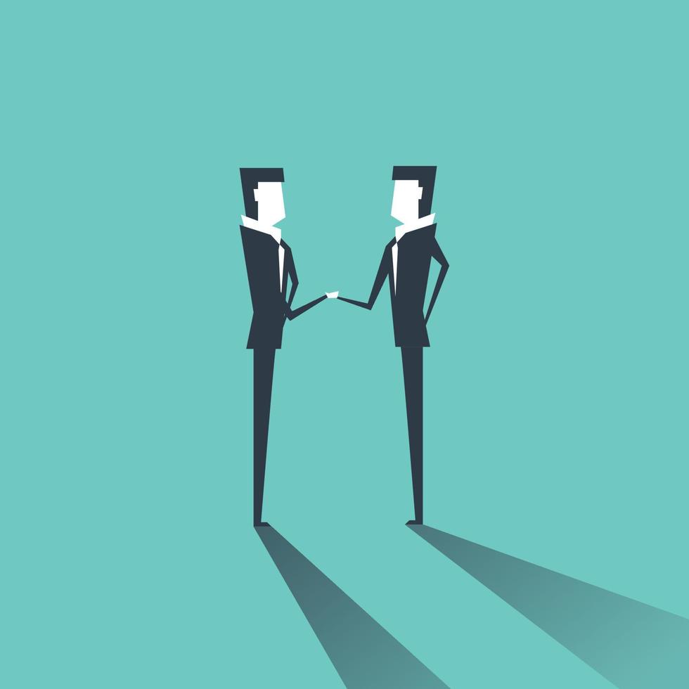 Businessman shaking hands congratulating each other with successful deal. vector