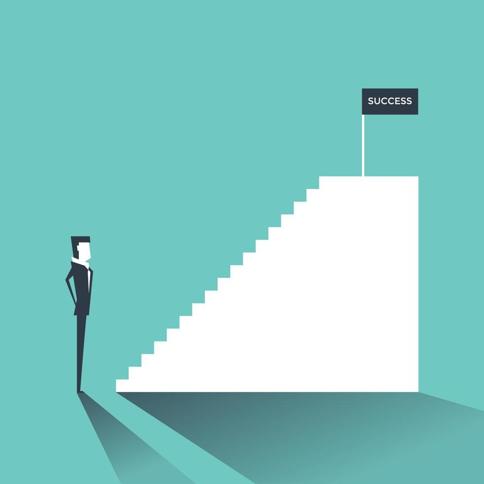 Business success ladder concept with businessman. vector