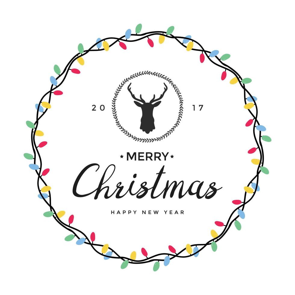 Merry Christmas and Happy New Year with silhouette of reindeer head. vector