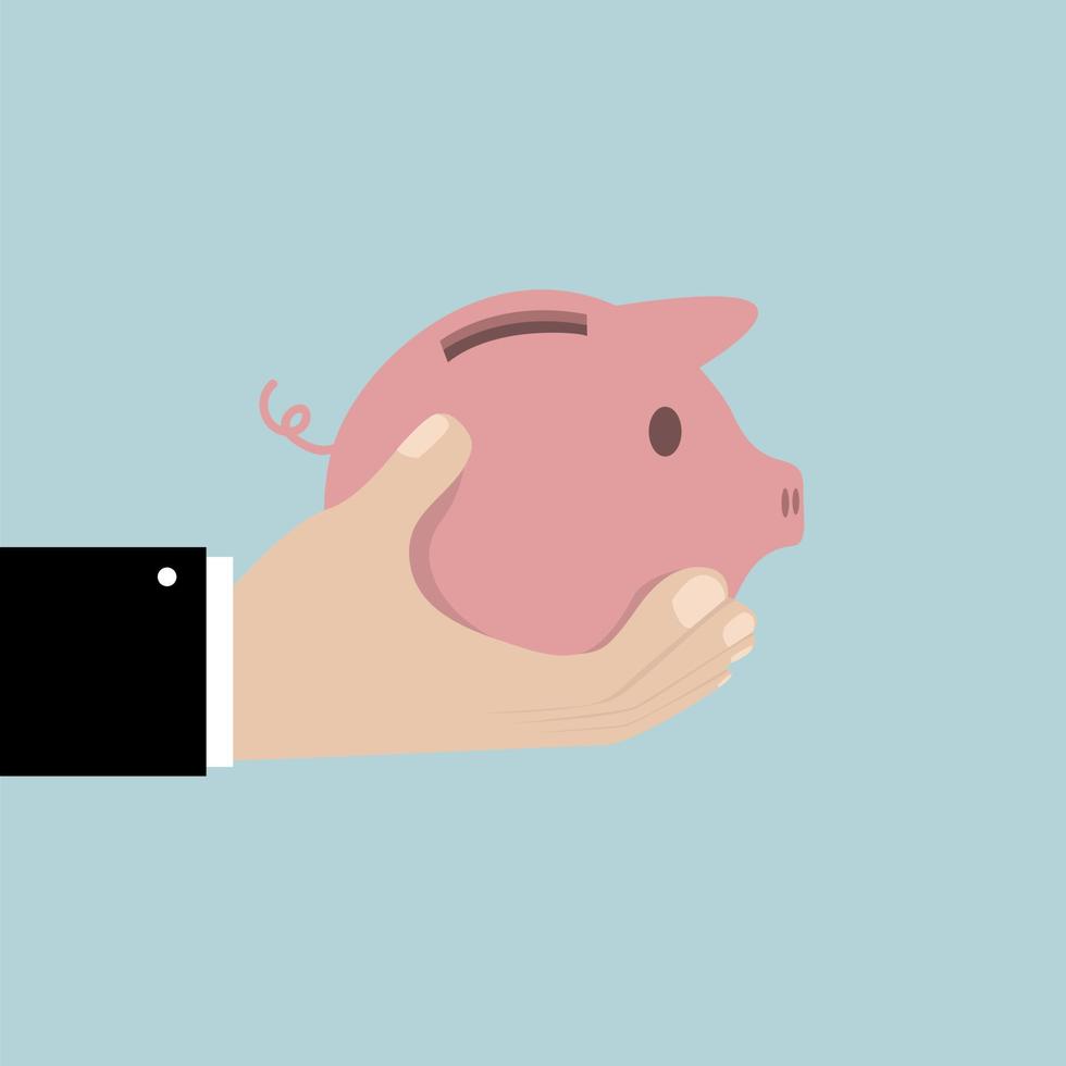 Saving the money in piggy bank. Saving money concept. vector
