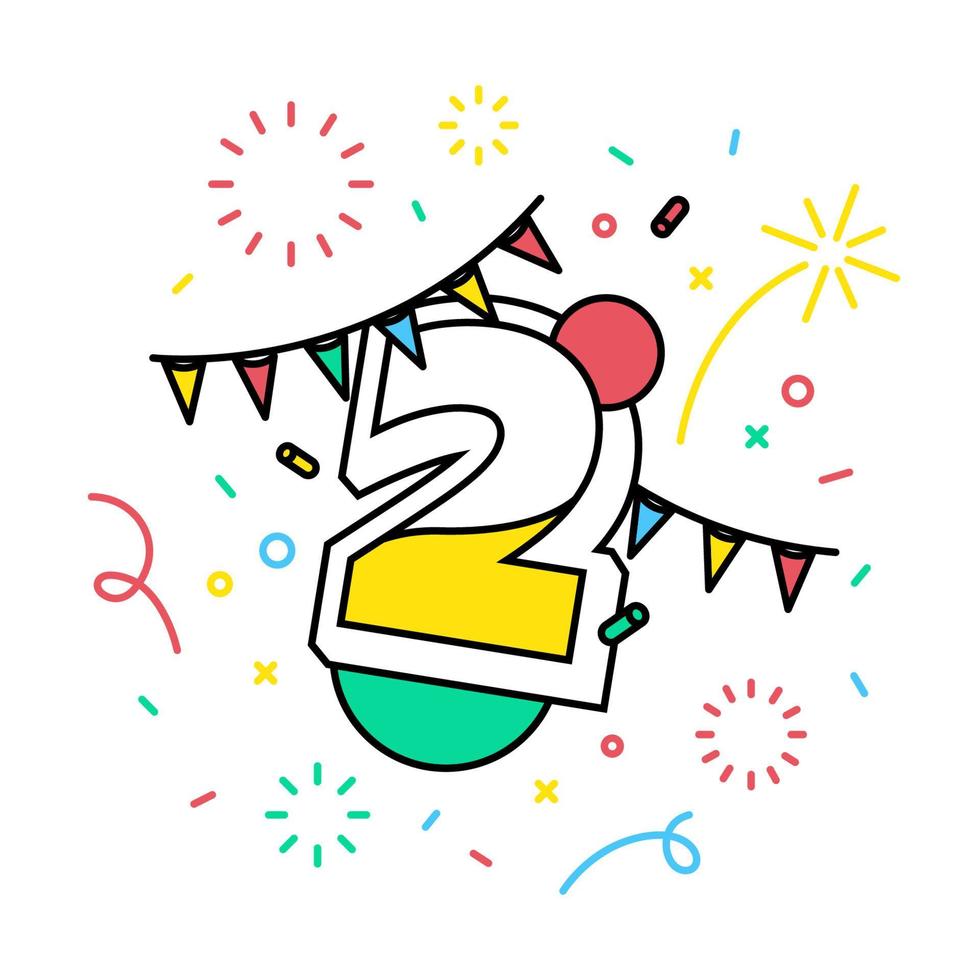Number 2 with festive theme banner. vector